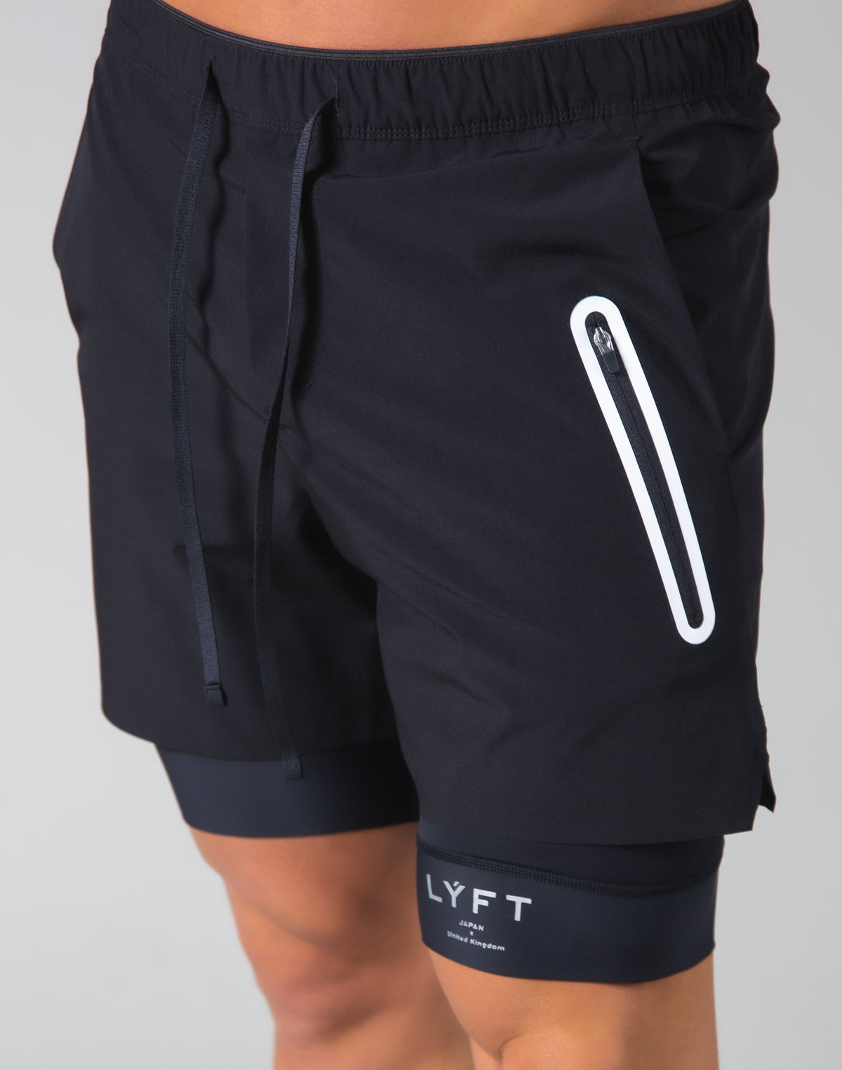 2Way Active Shorts / With Leggings - Black