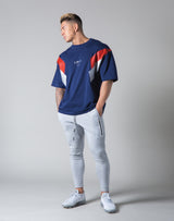 Under Arm Wide 2 Line Big T-Shirt "Wide Body" - Navy