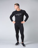 LÝFT Logo Slim Fit Long Sleeve T-Shirt - Black