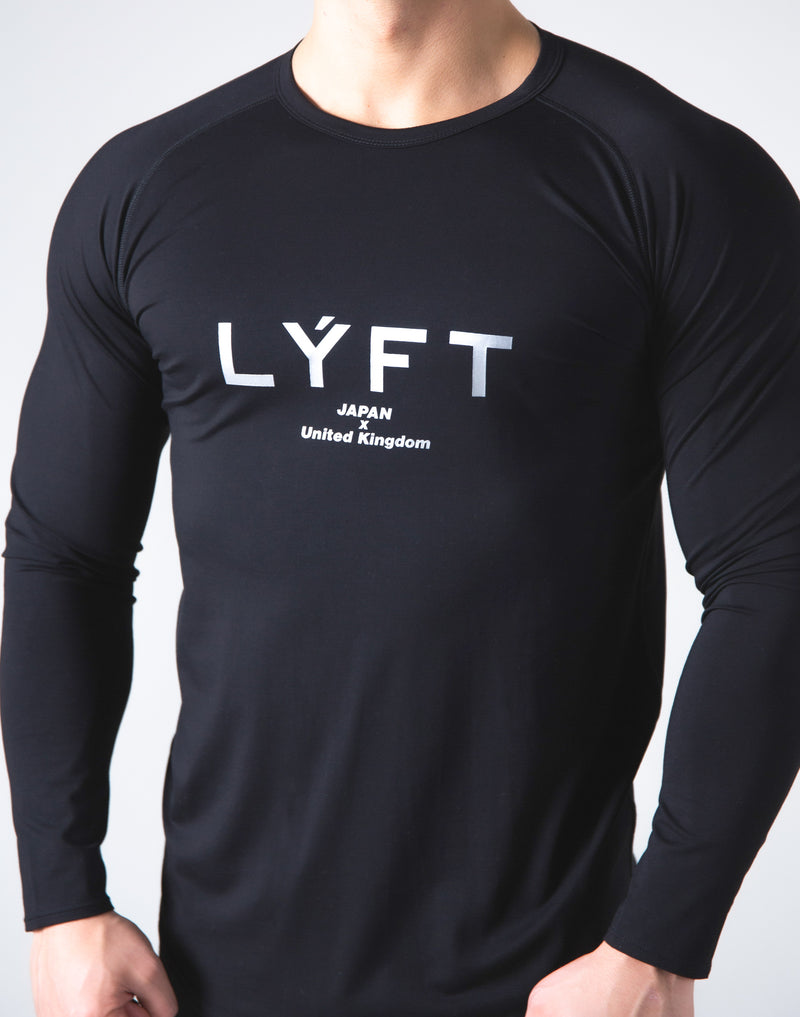 <transcy>LÝFT Logo Slim Fit Long Sleeve T-Shirt --Black</transcy>