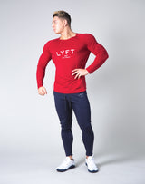 <transcy>LÝFT Logo Slim Fit Long Sleeve T-Shirt --Red</transcy>