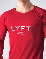 <transcy>LÝFT Logo Slim Fit Long Sleeve T-Shirt --Red</transcy>