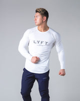 LÝFT Logo Slim Fit Long Sleeve T-Shirt - White