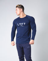 LÝFT Logo Slim Fit Long Sleeve T-Shirt - Navy