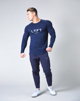 LÝFT Logo Slim Fit Long Sleeve T-Shirt - Navy