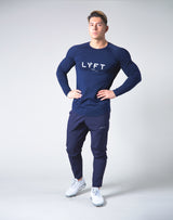 LÝFT Logo Slim Fit Long Sleeve T-Shirt - Navy