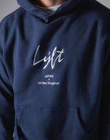 Script Logo 2Way Stretch Warm Pullover Hoodie - Navy
