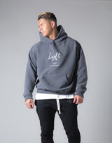 Script Logo 2Way Stretch Warm Pullover Hoodie - Dark Grey