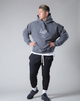 Script Logo 2Way Stretch Warm Pullover Hoodie - Dark Grey