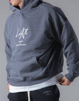 Script Logo 2Way Stretch Warm Pullover Hoodie - Dark Grey
