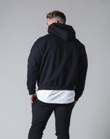 Script Logo 2Way Stretch Warm Pullover Hoodie - Black