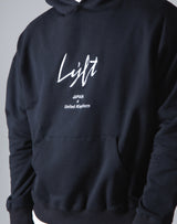 Script Logo 2Way Stretch Warm Pullover Hoodie - Black