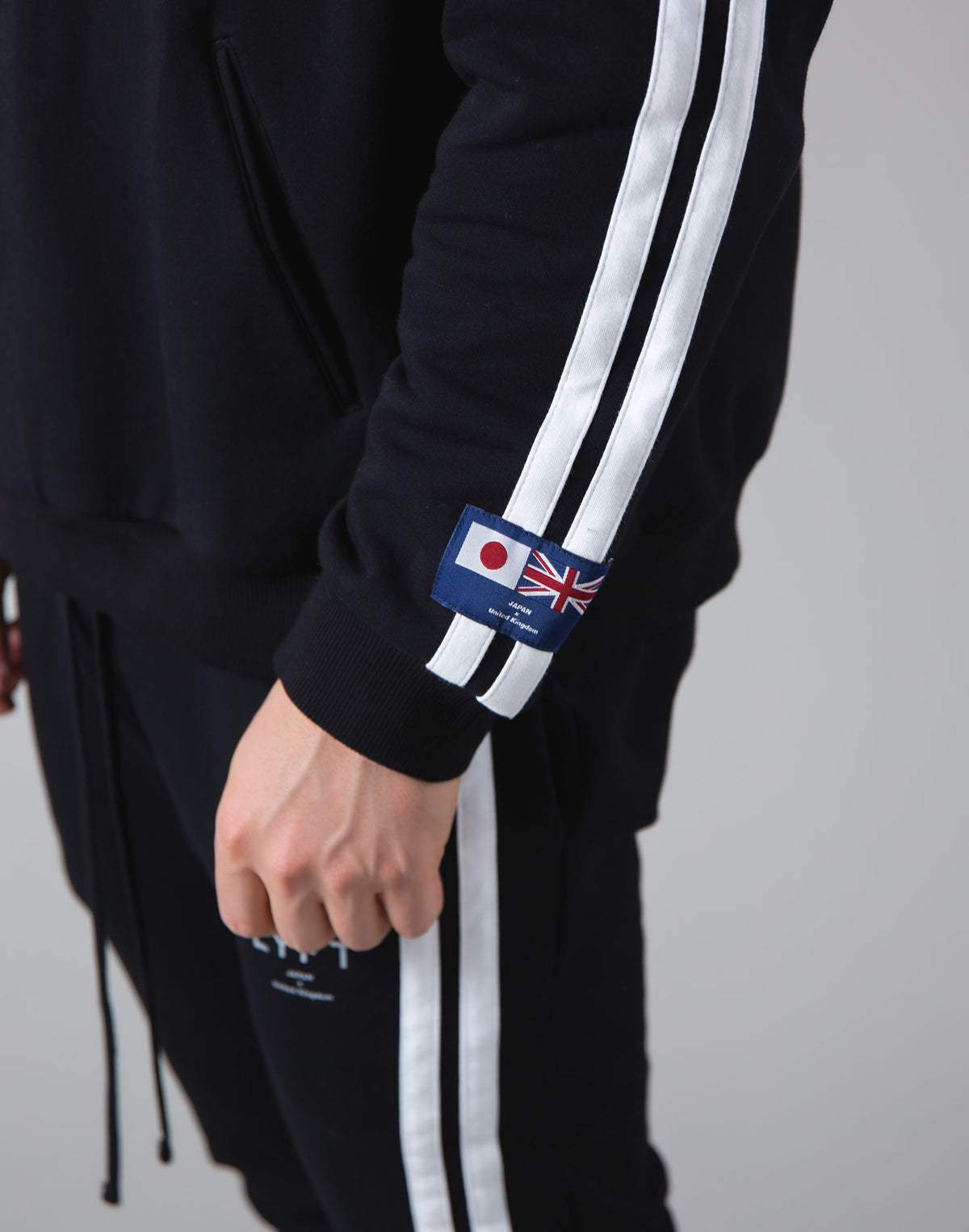 2Way Stretch 2 Line Warm Pullover Hoodie - Black