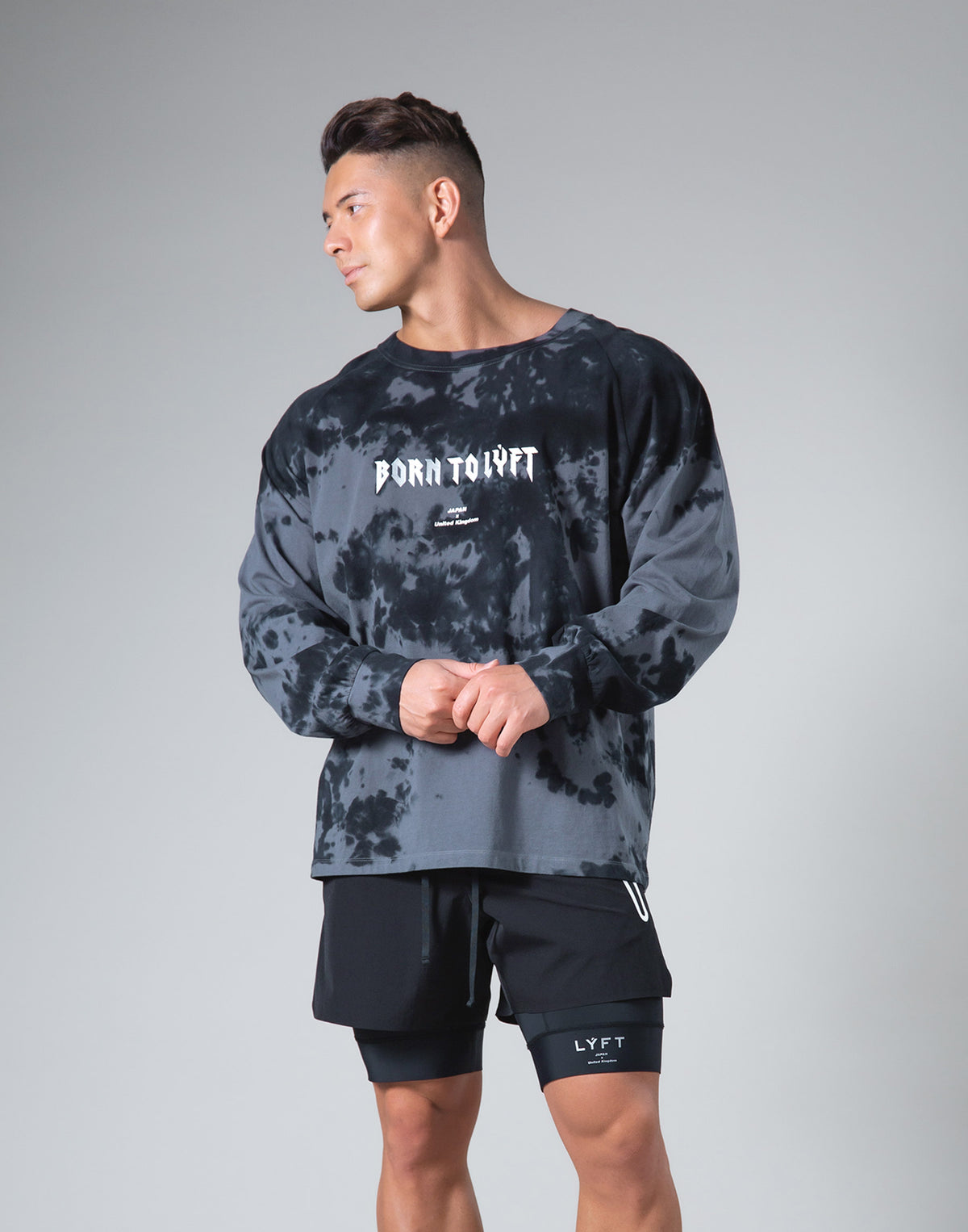 Tie Dye Punk Logo Long Sleeve Tee - Black