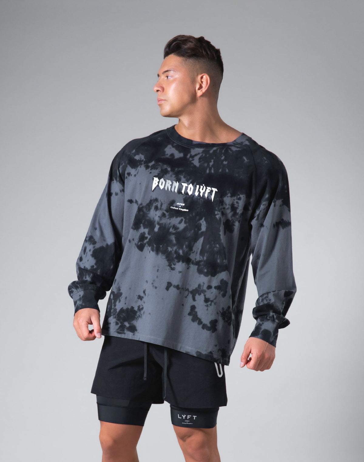 Tie Dye Punk Logo Long Sleeve Tee - Black
