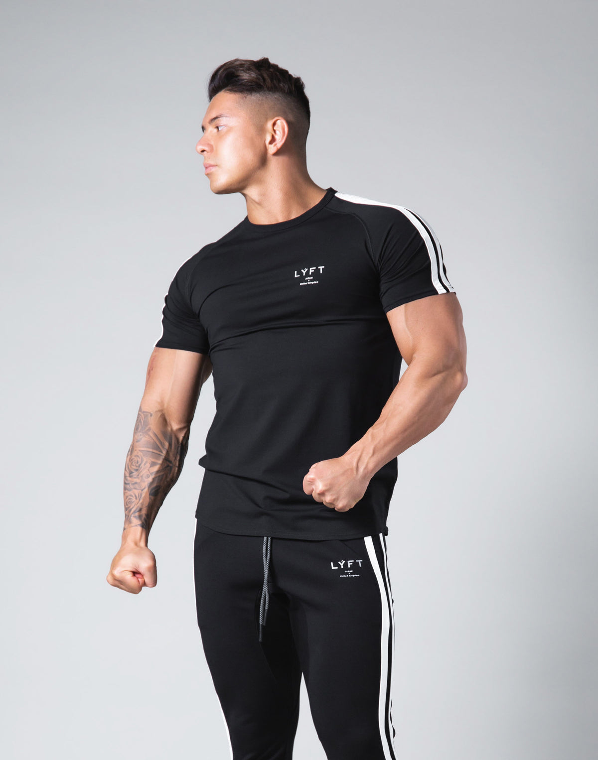 Slim Fit 2-Stripe T-Shirt - Black