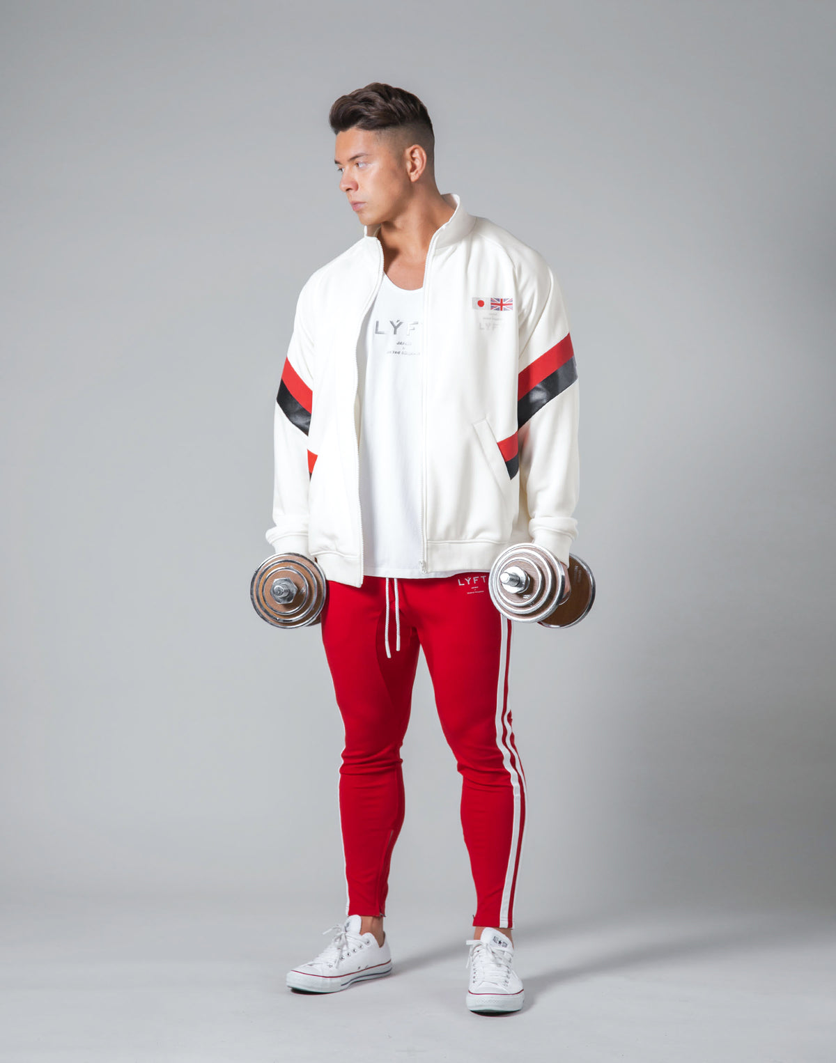 Oversize Angle Line Track Jacket - White