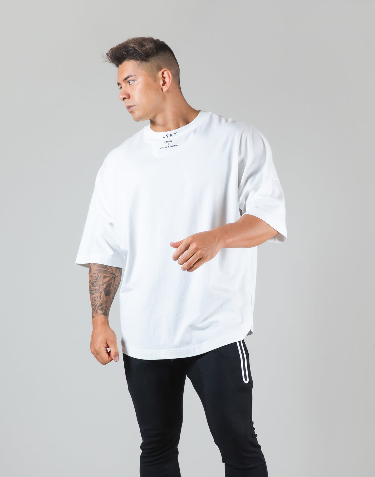 Neck Logo Big T-Shirt "Wide Shoulder" - White