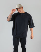 Neck Logo Big T-Shirt "Wide Shoulder" - Black