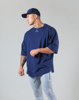Neck Logo Big T-Shirt "Wide Shoulder" - Navy