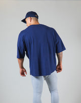 Neck Logo Big T-Shirt "Wide Shoulder" - Navy