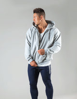 Flag Zip-Up Hoodie - Grey