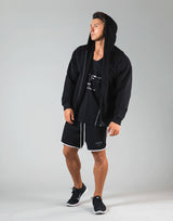 Flag Zip-Up Hoodie - Black