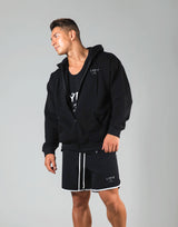 Flag Zip-Up Hoodie - Black