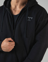 Flag Zip-Up Hoodie - Black