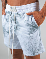 Splash Paint Mesh Shorts - White