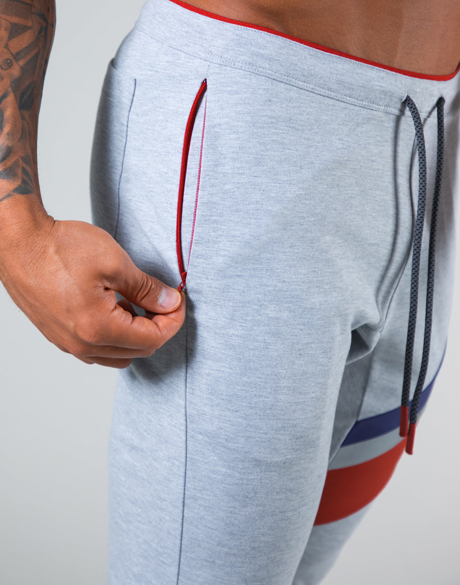 2Way Wide Stripe Pants - Grey