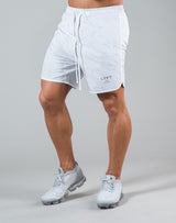 Piping Active Shorts - White Stone