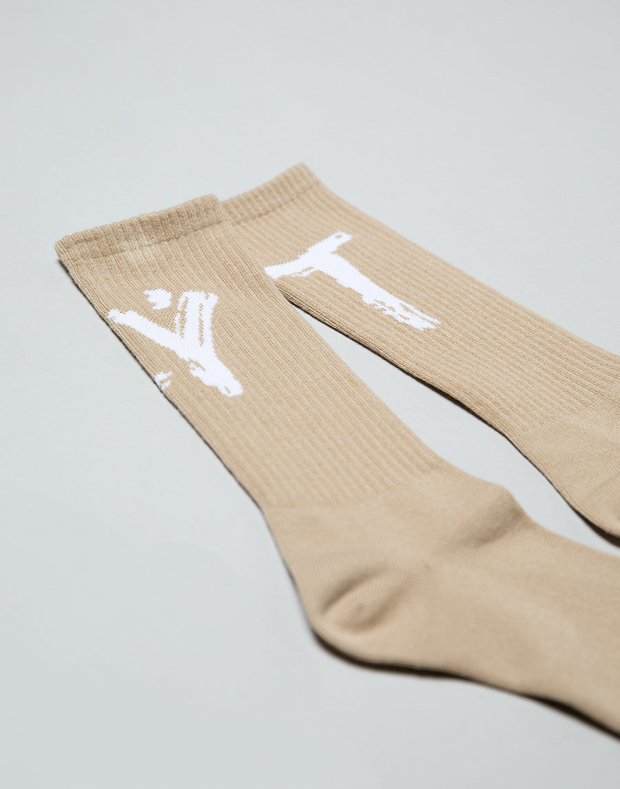 Brush Logo Socks - Beige