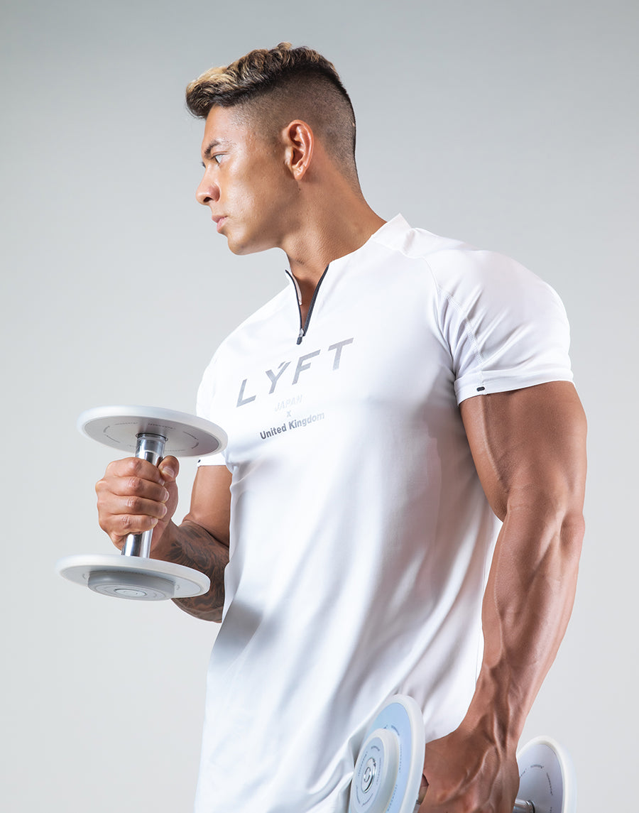 Half Zip Stretch T-Shirt - White