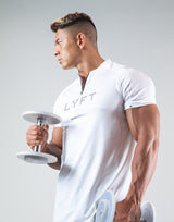 Half Zip Stretch T-Shirt - White