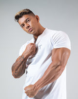 Half Zip Stretch T-Shirt - White