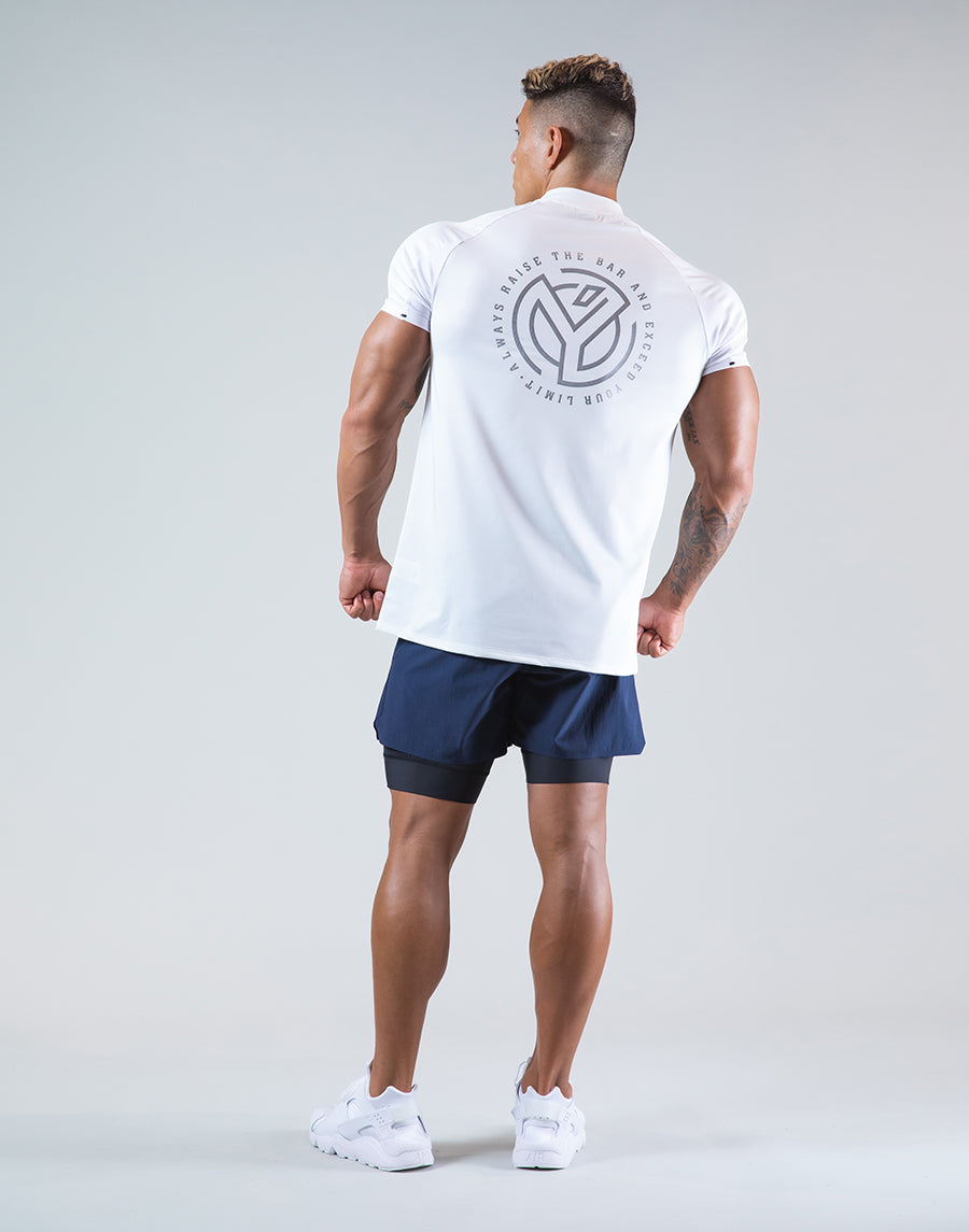 Half Zip Stretch T-Shirt - White