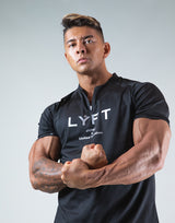 Half Zip Stretch T-Shirt - Black