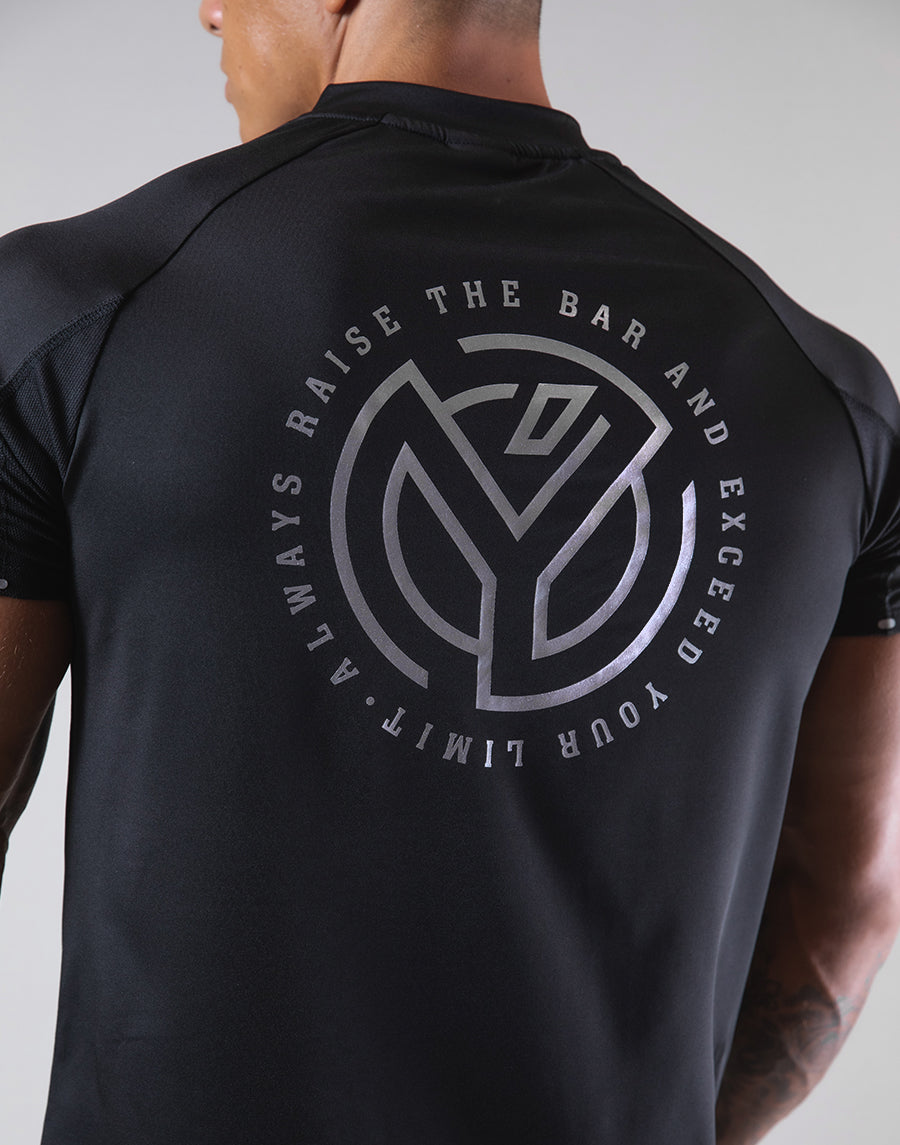 Half Zip Stretch T-Shirt - Black