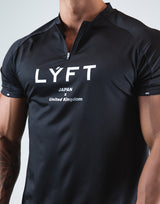 Half Zip Stretch T-Shirt - Black