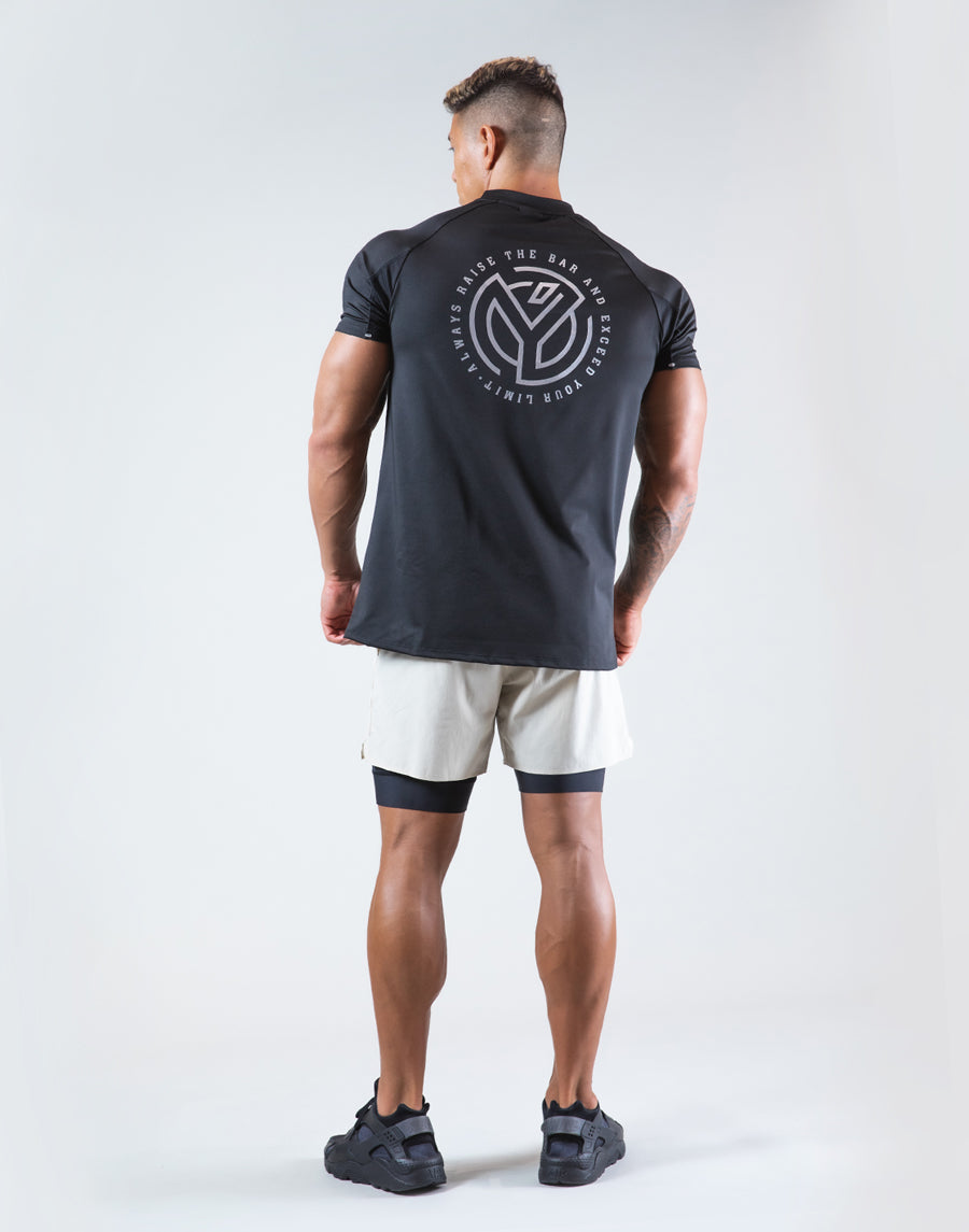 Half Zip Stretch T-Shirt - Black