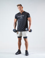 Half Zip Stretch T-Shirt - Black