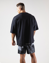 Layered Big T-Shirt "Wide Shoulder" - Black