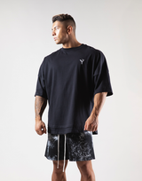 Layered Big T-Shirt "Wide Shoulder" - Black