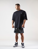 Layered Big T-Shirt "Wide Shoulder" - Black