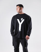 Brush Y Big long Sleeve Tee - Black