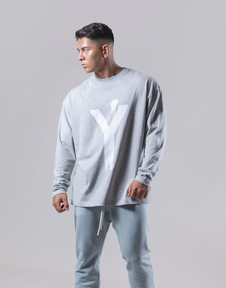 Brush Y Big long Sleeve Tee - Grey