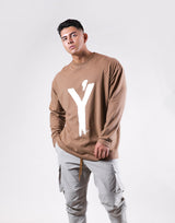 Brush Y Big long Sleeve Tee - Beige