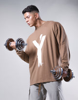 Brush Y Big long Sleeve Tee - Beige