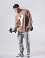 Brush Y Big long Sleeve Tee - Beige